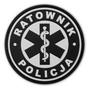 Emblemat RATOWNIK POLICJA Guma 3D na rzepie 8,5 cm