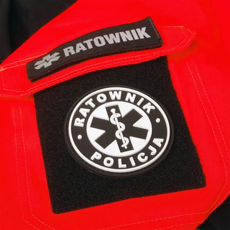 Emblemat RATOWNIK POLICJA Guma 3D na rzepie 8,5 cm