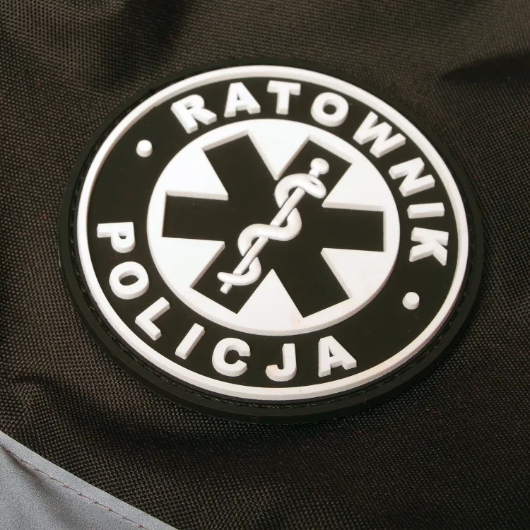 Emblemat RATOWNIK POLICJA Guma 3D na rzepie 8,5 cm