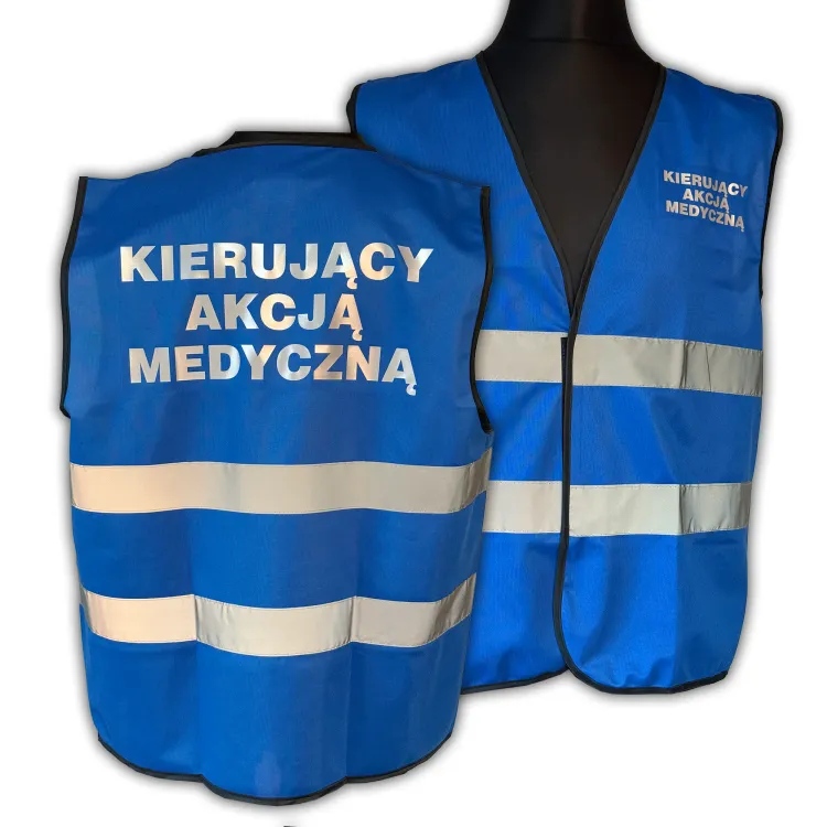 Kamizelka ostrzegawcza KIERUJĄCY AKCJĄ MEDYCZNĄ PRM-25 (z czarną obwódką)