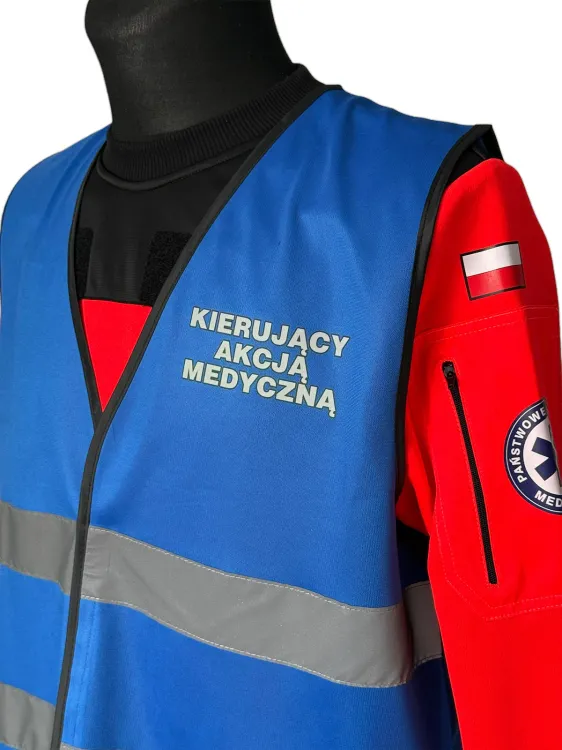 Kamizelka ostrzegawcza KIERUJĄCY AKCJĄ MEDYCZNĄ PRM-25 (z czarną obwódką)