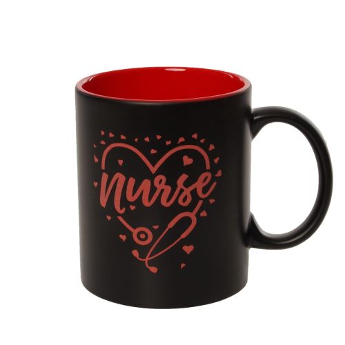 Kubek NURSE Pielęgniarka 300 ml czarny z czerwonym wnętrzem KNO14