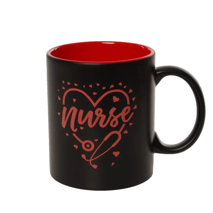 Kubek NURSE Pielęgniarka 300 ml czarny z czerwonym wnętrzem KNO14