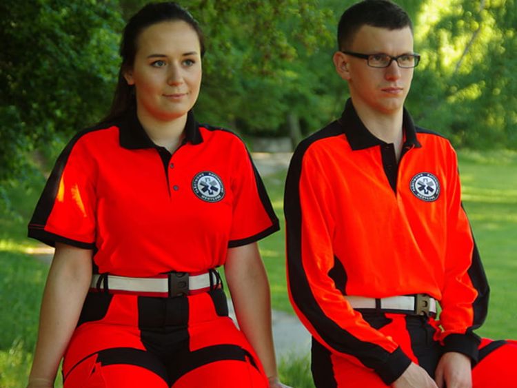 Koszulka ratownicza Polo FLUO męska FUNKCYJNA z długim rękawem