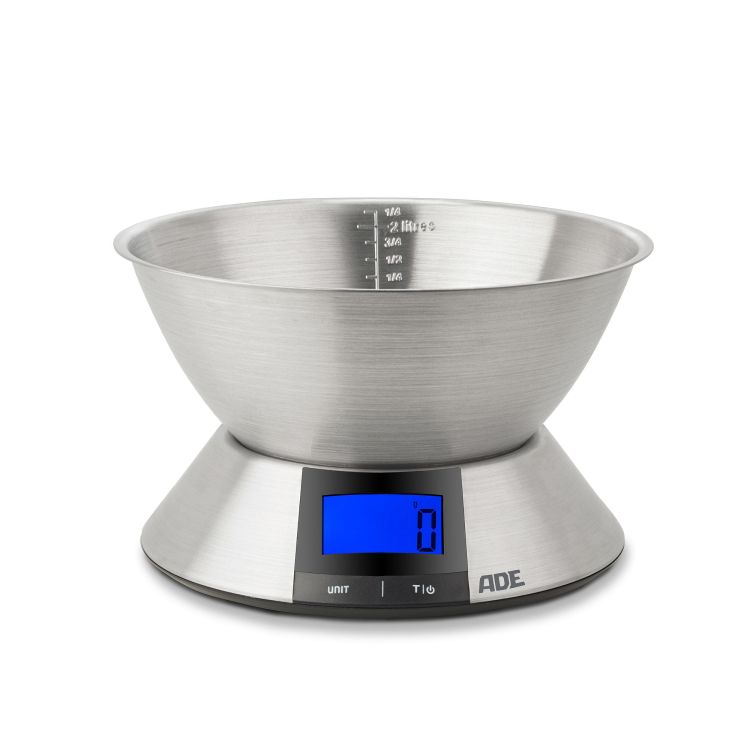 Waga ADE Hanna kuchenna z miską, do 5 kg, 2,25 l, śred. 24 x 15,5 cm, szczotkowana stal nierdzewna