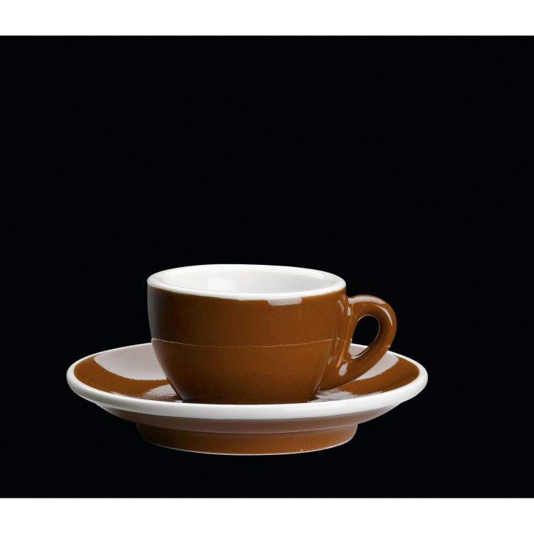 Filiżanka Cilio Roma do espresso, ze spodkiem, 0,05 l, brąz