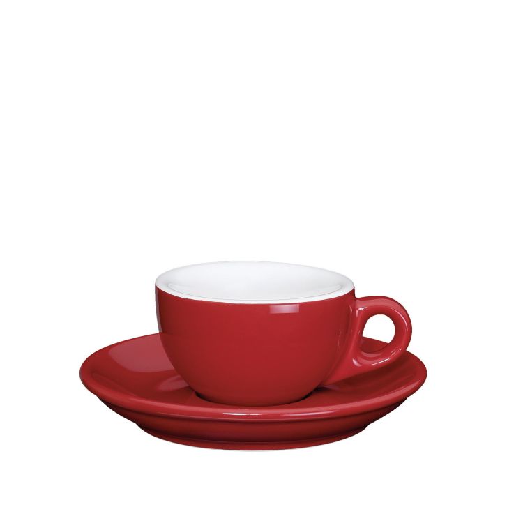 Porcelanowa Cilio Roma filiżanka do espresso ze spodkiem, 50 ml, czerwona