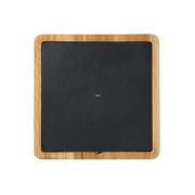 Talerz Cilio Formaggio do serwowania sera z dębową podkładką, łupek, 23 x 23 cm