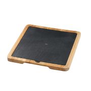 Talerz Cilio Formaggio do serwowania sera z dębową podkładką, łupek, 23 x 23 cm
