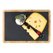 Talerz Cilio Formaggio do serwowania sera z dębową podkładką, łupek, 33 x 23 cm