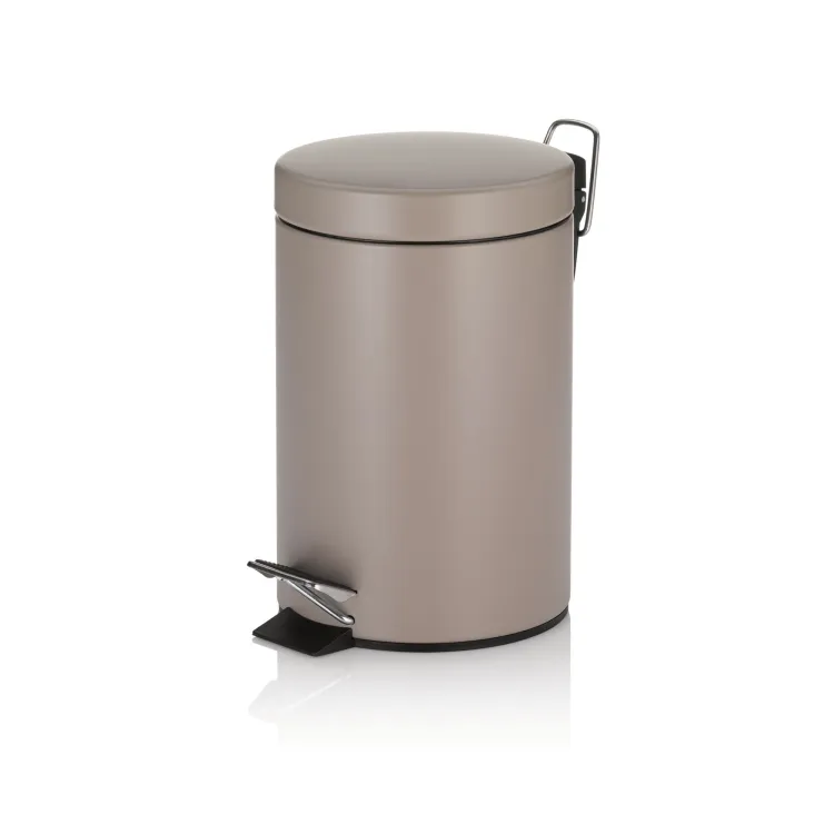 Łazienkowy Kela Cashmere kosz na śmieci, metal matowy, śred.17 cm, wys. 26 cm, 3,0 l, jasnobrązowy