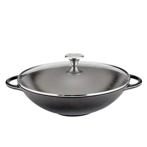 Wok Küchenprofi Provence żeliwny ze szklaną pokrywą, śred. 30 cm