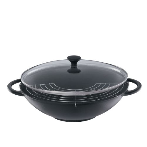 Wok Küchenprofi Provence żeliwny z rusztem, śred. 36, czarny