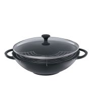Wok Küchenprofi Provence żeliwny z rusztem, śred. 36, czarny