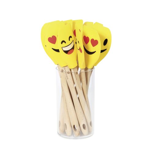 Szpatułka Zassenhaus Smiley do ciasta, silikon/drewno bukowe, różne wzory, 30,5 cm