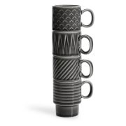 Filiżanki do espresso Sagaform Coffe, 4 szt., szare, ceramika, 0,1 l