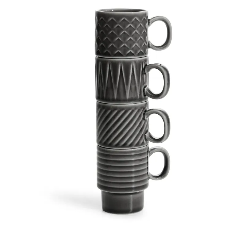 Filiżanki do espresso Sagaform Coffe, 4 szt., szare, ceramika, 0,1 l