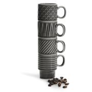 Filiżanki do espresso Sagaform Coffe, 4 szt., szare, ceramika, 0,1 l