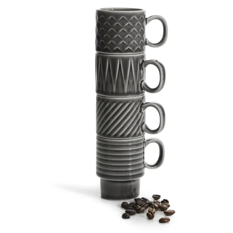 Filiżanki do espresso Sagaform Coffe, 4 szt., szare, ceramika, 0,1 l
