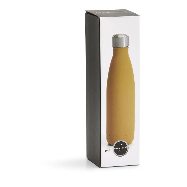 Butelka stalowa termiczna Sagaform Winter, żółta matowa, gumowana, 0,5 l