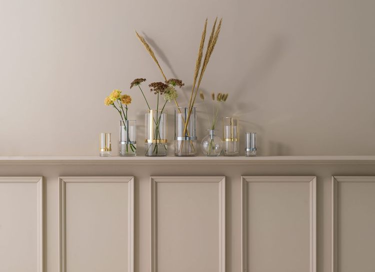 Wazon Sagaform, 8 x 15 cm, szkło/metal, srebrny, pudełko prezentowe