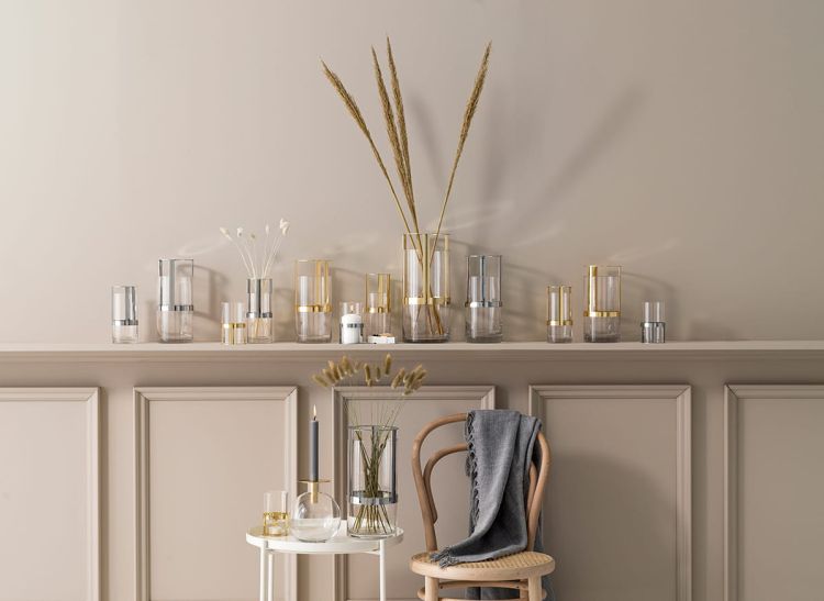 Wazon Sagaform, 8 x 15 cm, szkło/metal, srebrny, pudełko prezentowe