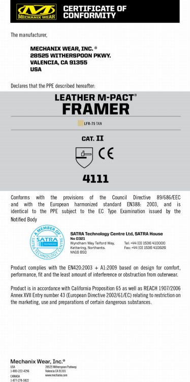 Rękawice Mechanix DuraHide® M-Pact® Framer TAN