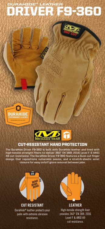 Rękawice Mechanix DuraHide® Driver F9-360 TAN