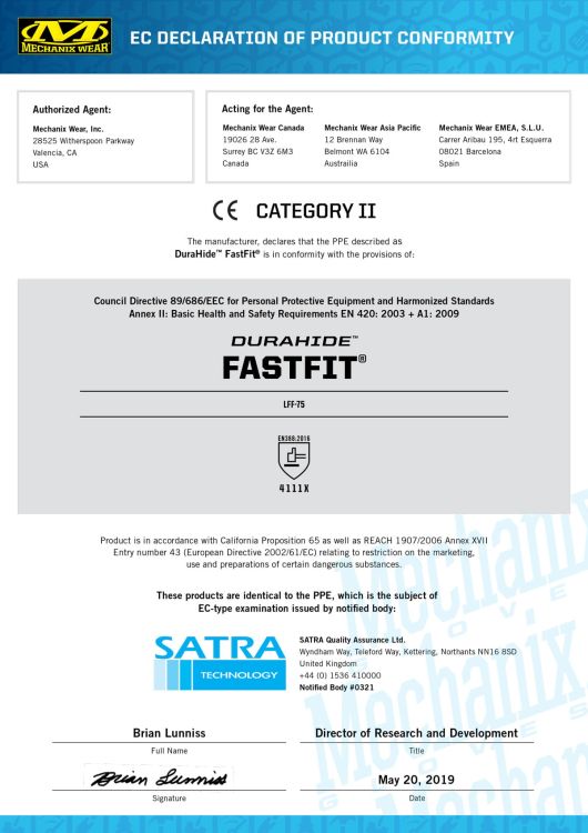 Rękawice Mechanix DuraHide® FastFit® TAN