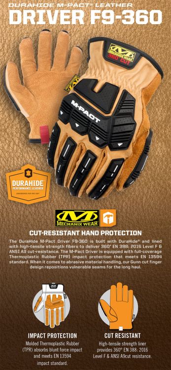 Rękawice Mechanix Durahide™ M-Pact® Driver F9-360 BROWN/BLACK