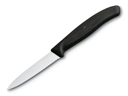 Nóż Victorinox do jarzyn, ząbkowany, 8 cm, czarny