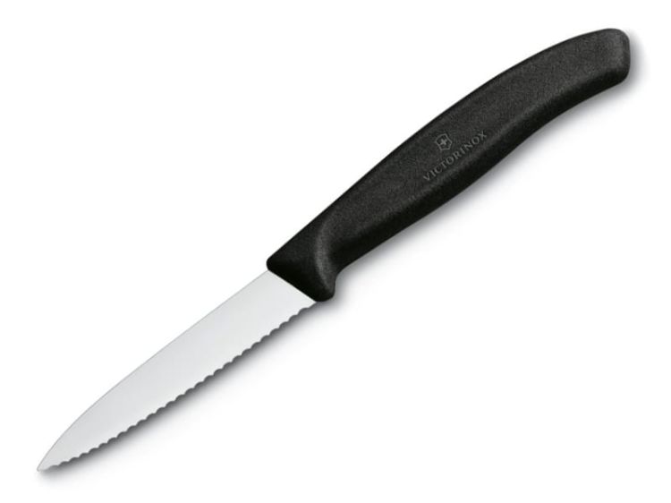 Nóż Victorinox do jarzyn, ząbkowany, 8 cm, czarny
