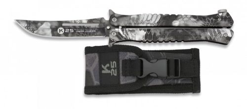 Nóż motylek K25 02142 Balisong Black Phyton