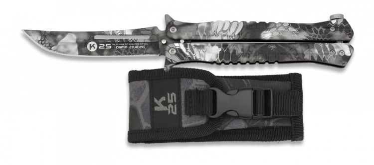 Nóż motylek K25 02142 Balisong Black Phyton