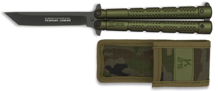 Nóż motylek K25 36249 Balisong Green