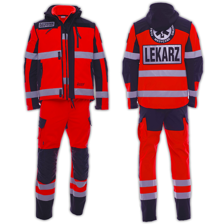 Komplet ratowniczy (kurtka + polar + spodnie) PRM FLUO rozszerzony zimowy