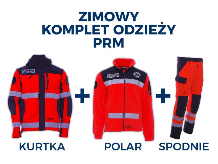 Komplet ratowniczy (kurtka + polar + spodnie) PRM FLUO rozszerzony zimowy