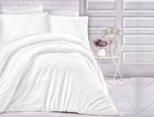 Pościel satyna bawełniana CIZGILI WHITE/160x200 EXCLUSIVE