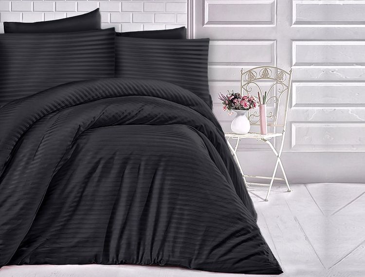 Pościel satyna bawełniana CIZGILI BLACK/160x200 EXCLUSIVE