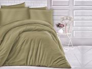 Pościel satyna bawełniana CIZGILI OLIVE GREEN/140x200+1posz. 70x80 EXCLUSIVE