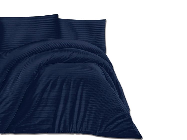Poszewka satyna bawełna CIZGILI NAVY BLUE/50x60.