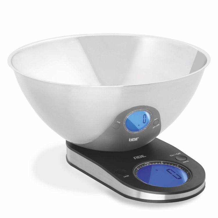 waga kuchenna z miską, do 5 kg, 2,0 l, 25 x 29 x 14 cm