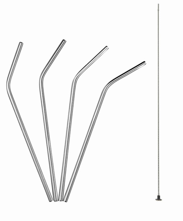 Zagięte stalowe słomki do napojów Lurch, 4 szt., 21,5 cm