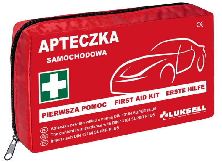 Apteczka samochodowa w nylonie DIN 13164 PLUS z wyposażeniem
