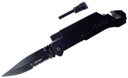 Nóż ratunkowy bezpieczeństwa 6w1 czarny Kandar