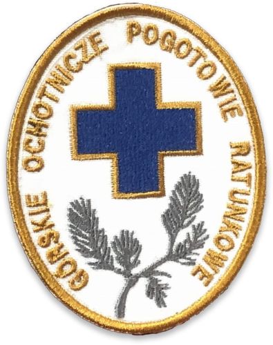 Emblemat GOPR Górskie Ochotnicze Pogotowie Ratunkowe haftowany biały