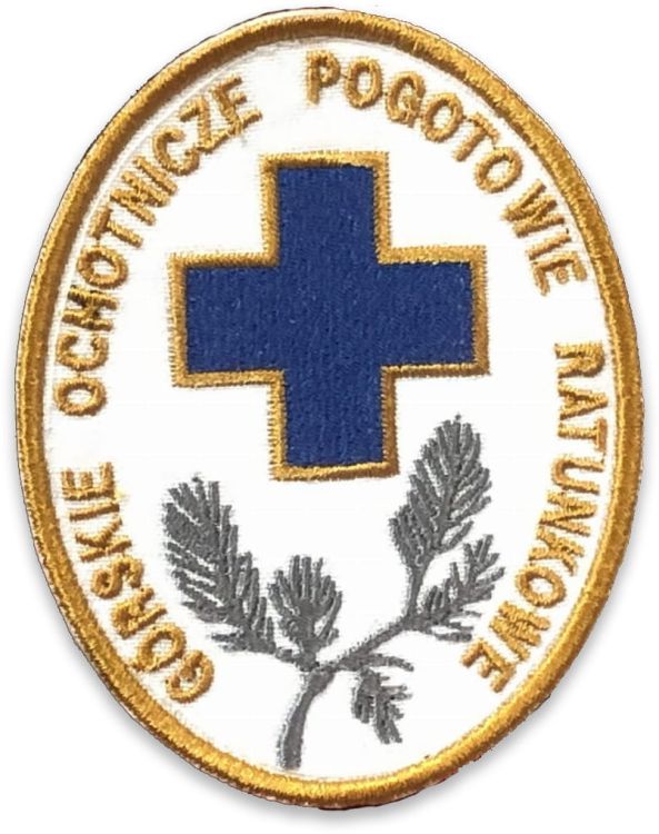 Emblemat GOPR Górskie Ochotnicze Pogotowie Ratunkowe haftowany biały