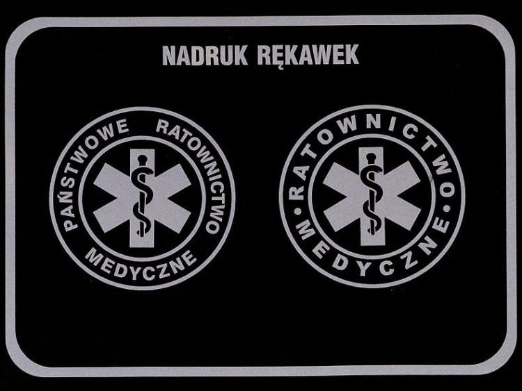 Koszulka Polo ratownicza czarna męska odblaskowa FUNKCYJNA - nadruk przód + rękawek