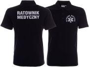 Koszulka Polo ratownicza czarna męska odblaskowa FUNKCYJNA