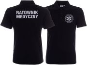 Koszulka Polo ratownicza czarna męska odblaskowa FUNKCYJNA
